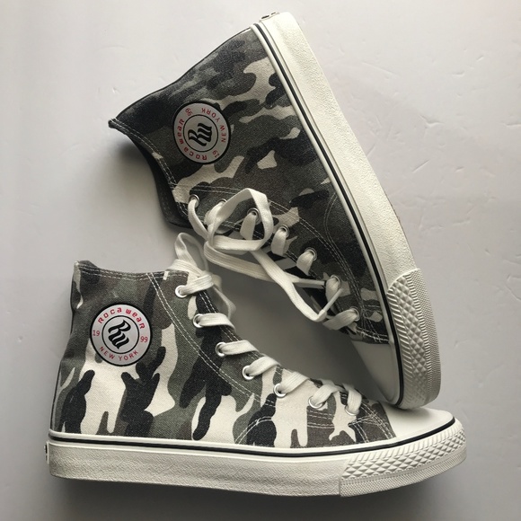NEW NWOT Rocawear New York Canvas Hi Top Sneakers. Green Camo. US 9. EUR 43. - Picture 3 of 6